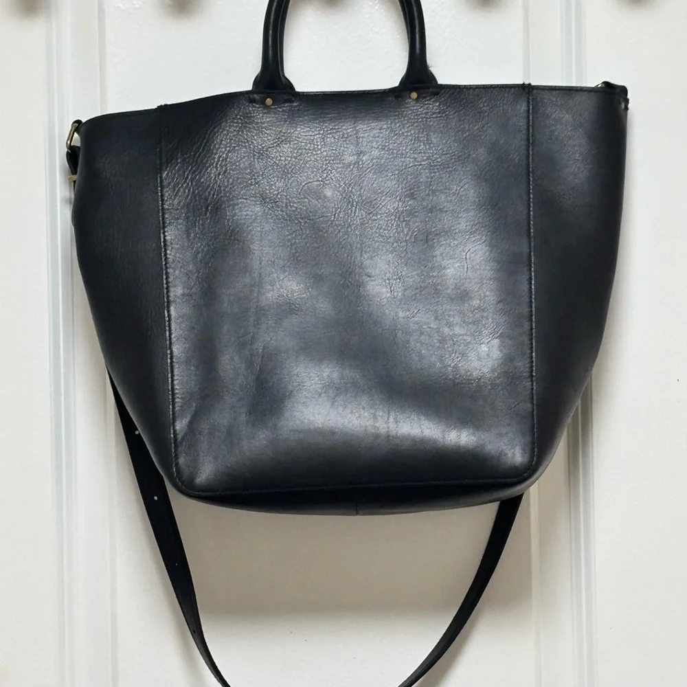 Madewell Abroad Black Leather Crossbody Tote Bag - Picture 6 of 15